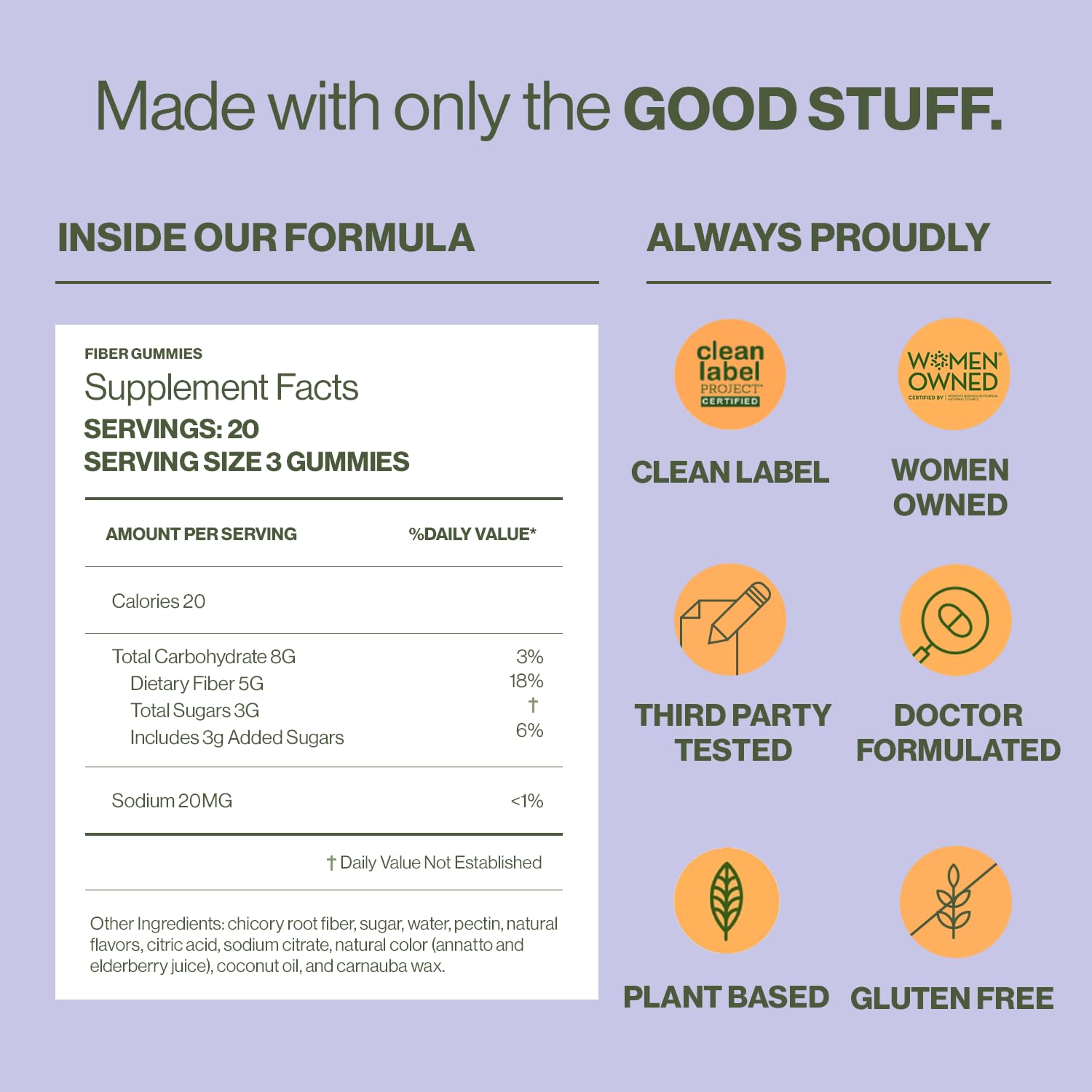 Hilma Prebiotic Fiber Gummies, Daily Fiber Supplement, Gummies for Adults, Supports Gut Health for Women and Promotes Regularity, Citrus Natural Flavor, FSA Eligible, 60 Count