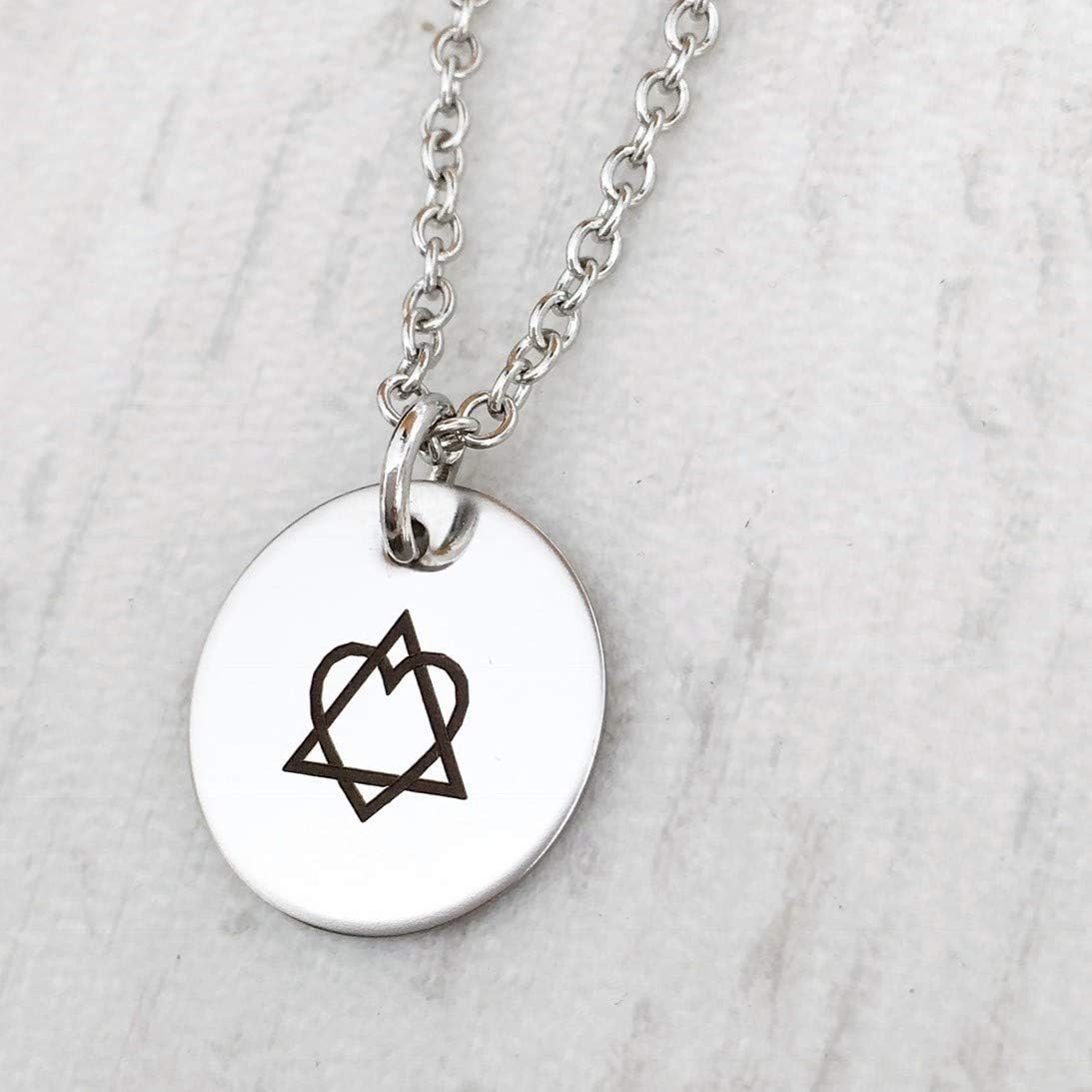 Engraved Silver Adoption Symbol Necklace 18-inch Length