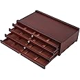 MEEDEN 4-drawer Wood Artist Supply Storage Box, Portable Beechwood Multifunctional Pencil Brush Organizer Wood Box with Drawer&Compartments for Pastels, Pencils, Pens, Makeup Brushes(Mahogany Color)