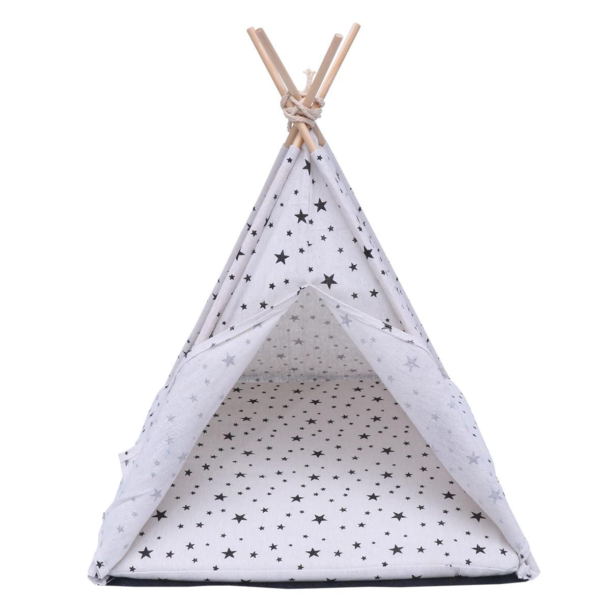 VILLCASE Pet Teepee Tents, Portable Dog Teepee Bed with Thick Cushion, Stars Pattern Teepee Tent House for Small Dogs or Cats