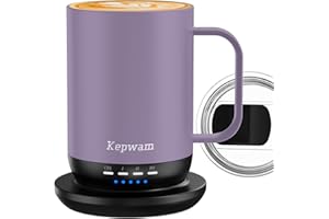 Kepwam Self Heating Coffee Mug 16oz - Fast Heating & Ultra Long-Lasting Battery Life, Heated Coffee Mug Up to 149℉ - Touch & App Controlled Coffee Mug, Birthday Gifts for Women and Men