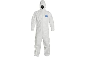 DuPont Tyvek 400 TY127S Disposable Protective Coverall with Respirator-Fit Hood and Elastic Cuff, White