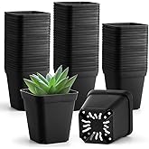 BTPLASTIK Small Plant Pots 3.5 Inch, 120 Pcs Nursery Pots with Drainage Holes, Durable Plastic Succulents Pots for Seedlings, Cuttings (Black)