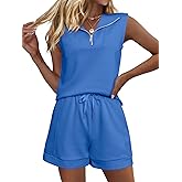 Glamaker Women's Two Piece Short Sets Summer Lounge Sweatsuits Air Essentials Sleeveless Outfits Travel Tracksuit