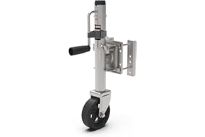 TOWKING Upgraded Spoke Wheel Trailer Jack, 10" Vertical Movement, 1500 lbs, for RV, Boat, Trailer and More, Black, Silver