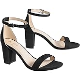 Ankis Heels for Women Open Toe Ankle Strap Chunky Heel Sandals 2.75 Inch