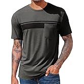 Runcati Men's Casual T-Shirt Short Sleeve Regular Fit Crewneck Tee Summer Graphic Tops with Pocket