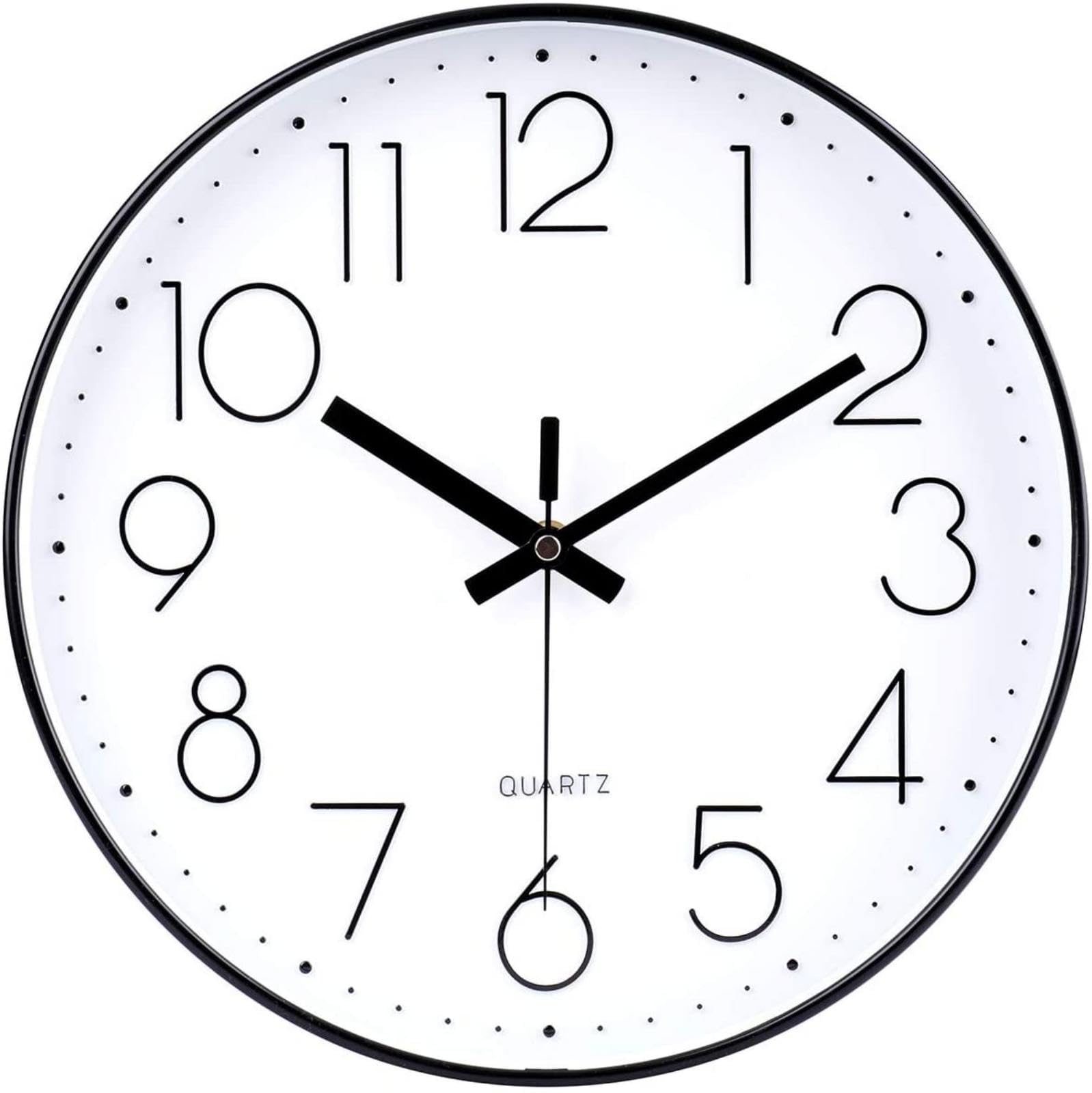 jomparis Black Wall Clock Silent Non Ticking Quartz Decorative Round Wall Clock 13 Inch
