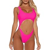 Sovoyontee Women's Sexy One Piece Swimsuits Cheeky Thong Bikini Bathing Suit