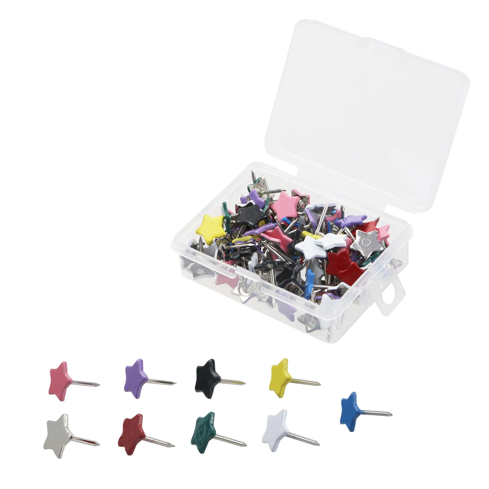 Photo 1 of LC LICTOP Star Shape Push Pin Flat Head Decorative Thumb Tacks for Cork Board Notice Board Photo Wall Foam Board Costume Designing - Multicolor 100Pcs