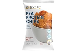 Wonderslim Pea Protein Chips, Hickory BBQ | 10g Plant Protein, 120 Calories | Low Carb, Low Sugar, Vegan | Healthy Chips, Smart Snacking Made Easy, Convenient Single-Serve Bags, 12 Pack