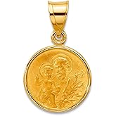 JewelryWeb 13.3mm 14k Yellow Gold Polished and Satin Solid St Joseph Medal Pendant Necklace Pendant for Women