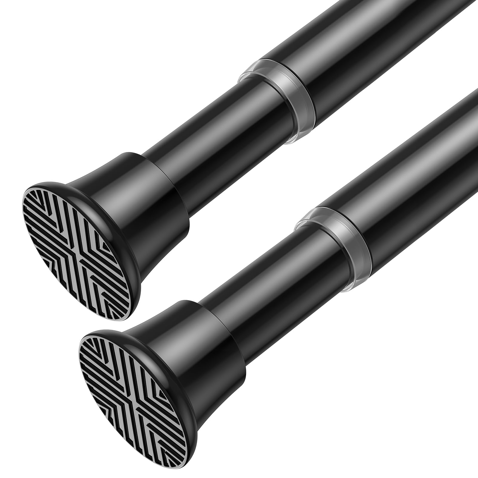 Photo 1 of AIZESI 2Pack Tension Curtain Rod 23-46 Inch No Drilling Adjustable Black Tension Rod Extendable Spring Loaded Curtain Rods for Window Doorway Kitchen Closet Bathroom