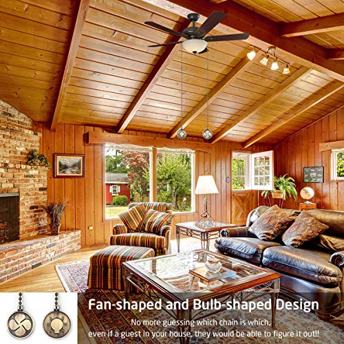 Ceiling Fan Pull Chain with 35.4 inches Extension, Kinghouse 2 pcs 13.6 inches 3.2mm Beaded Ball Fan Pull Chain Set including Beaded and Pull Loop Connectors (Bronze Oil Rubbed) - Thumbnail 3