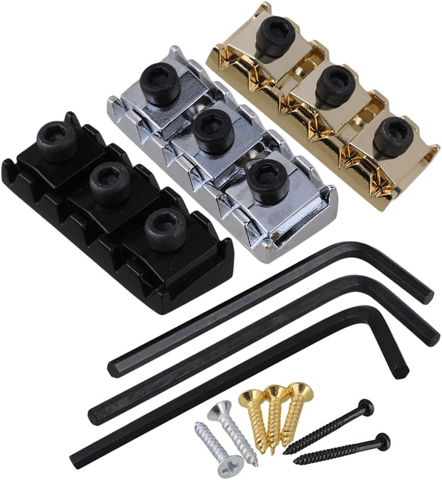 Yibuy 42mm Electric Guitar Metal String Locking Nut Set of 3