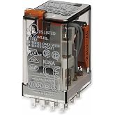 FINDER 55.34.8.230.0050 (50/60 HZ), 230 VAC, 4 Pole, 7 AMP, Lockable Test Button + LED (AC), Plug-in, Relay, Standard Agni Contact Material