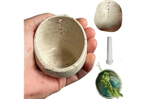 FYPHJKT Hamblin Bros Pottery Herb Stripper Bowl,Handmade Ceramic Kitchen Tool with Multiple Round Hole Sizes for Efficient Leaf Peeling Herb Stripping (Green, 1pc)