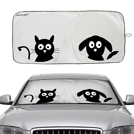 2win2buy Auto Windschutzscheibe Sonnenschirm, Süß Cartoon Design 150x85cm Auto Frontscheibe Sonnenschutz Sonnenblende UV Schu