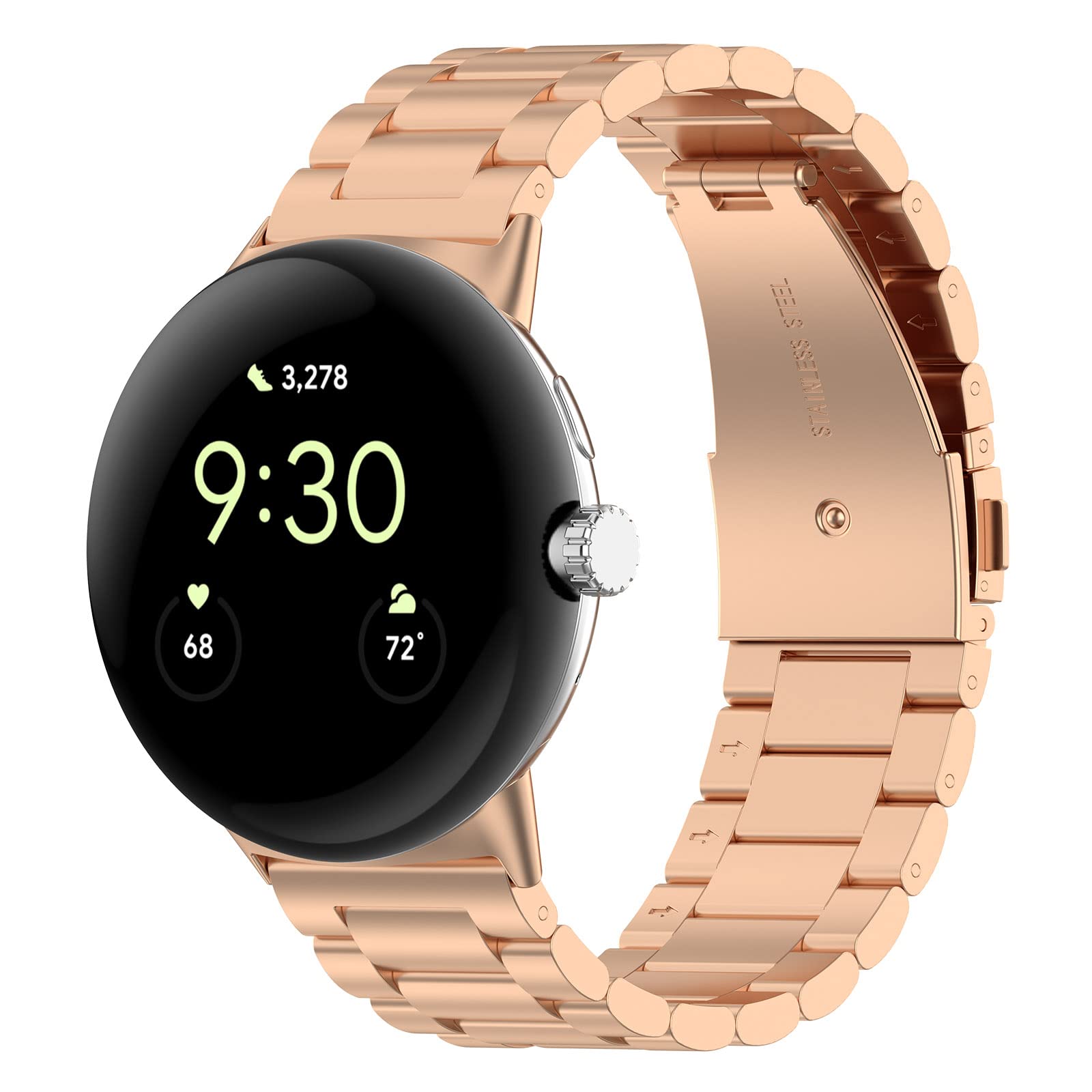 Chofit Straps Compatible with Google Pixel Watch 2/Pixel Watch Strap, Metal Stainless Steel Wristband Replacement Business Band for Pixel Watch (Rosegold)