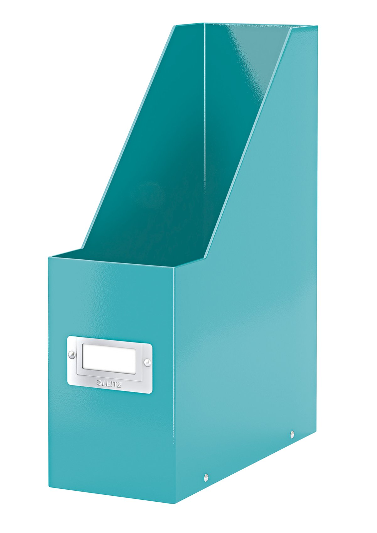 Leitz Magazine File Holder, A4, Cardboard Document Storage Box with Label, Foldable, for Home, Office & School, Click and Store Range 60470051 - Ice Blue