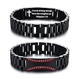 MEALGUET Baseball Cross Bible Bracelet, Stainless