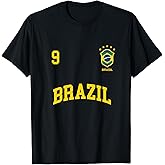 Brazil T-Shirt Number 9 (+ Back) Brazilian Soccer Team Shirt