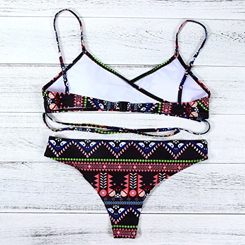 DEATU Women Bohemia Push-Up Padded Bra Beach Bikini Set Swimsuit Two Piece Swimwear Ladies Tankinis Clearence Sale(Red,Large)