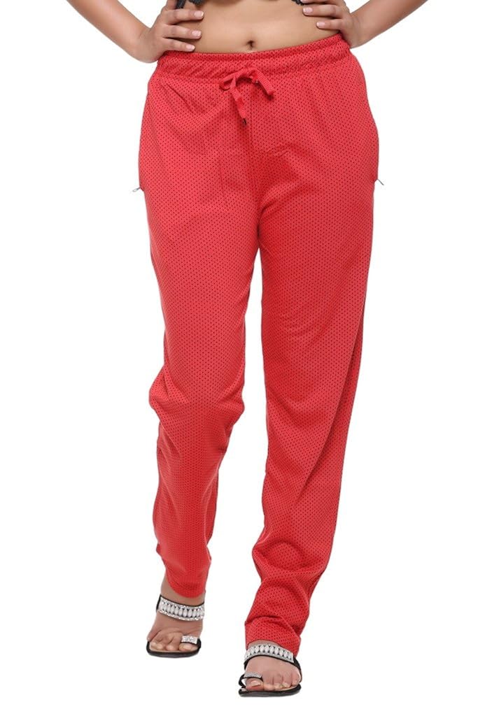 hardihood lower ladies/women's/girls comfortable cotton red track pants pyjama ( l,xl, xxl sizes ) regular length