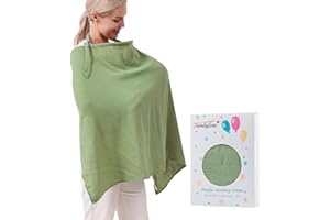 Trendyline Muslin Nursing Covers for Breastfeeding - Privacy Nursing Cover Breastfeeding Cover - Breast Feeding Cover for Mom Breathable (Emerald Green + Matching Storage Pouch)