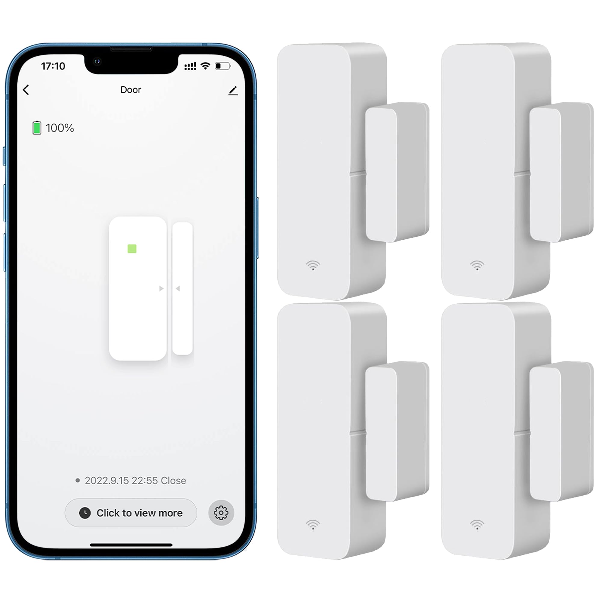 4 Pack WiFi Door Sensor, Tuya Smart Door Window Sensor,Wireless Window Sensor Real-time Alarm Compatible with Alexa Google Assistant,Home Security Door Open Contact Sensor for Business Burglar Alert
