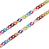 COGCHARGER 1 Strand 6.56 Feet Acrylic Curb Chains Colorful Handmade Acrylic Chain for Purse Strap Handbag Link Chains Making