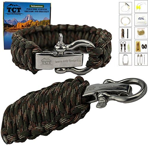 Paracord Grenade And Paracord Bracelet Set By The Camping Trail. Over 21 Ft Of Paracord And 17 Pieces Make This Great Survival Gear To Carry. (Camo Green)