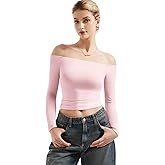SUUKSESS Women Off Shoulder Double Lined Long Sleeve Shirts Basic Going Out Tops
