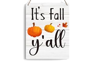 FREHVN It's Fall Y'all Welcome Wood Sign Decoration Autumn Pumpkin Harvest Wooden Signs Rustic Hanging Plaque Home Wall Art 8" x 10" Sign Wall Decor for Farmhouse Home Kitchen