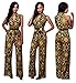 Women's Plunge Belted Wide Leg Long Jumpsuits Rompers