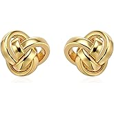 18k Gold Plated Twisted Wire Love Knot Stud Earrings for Women 925 Sterling Silver Post Heart Shape Earrings for Women Lightweight Earrings