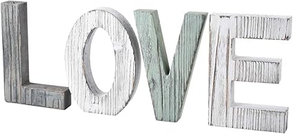 Asiv Freestanding Letters Rustic Vintage Wooden Love Decorative