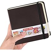 Square 5x5 inches 80gsm 96sheets/192 Pages Notebooks Blank Sketchbooks Travel Journal Pocket Hardcover Paint Writing Diary Me