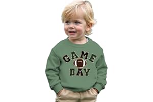 GLIGLITTR Toddler Girl Boy Football Sweatshirt Glitter Chenille Patch Game Day Outfit Long Sleeve Shirt Sport Casual Pullover