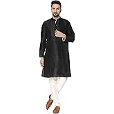 SKAVIJ Mens Indian Kurta Pajama Set Art Silk Evening Attire Casual Trendy Regular Fit Outfit