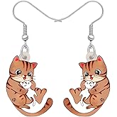 Acrylic Drop Cat Earrings Pets Funny Design 7 Color Lovely Gift For Girl Women By The Bonsny