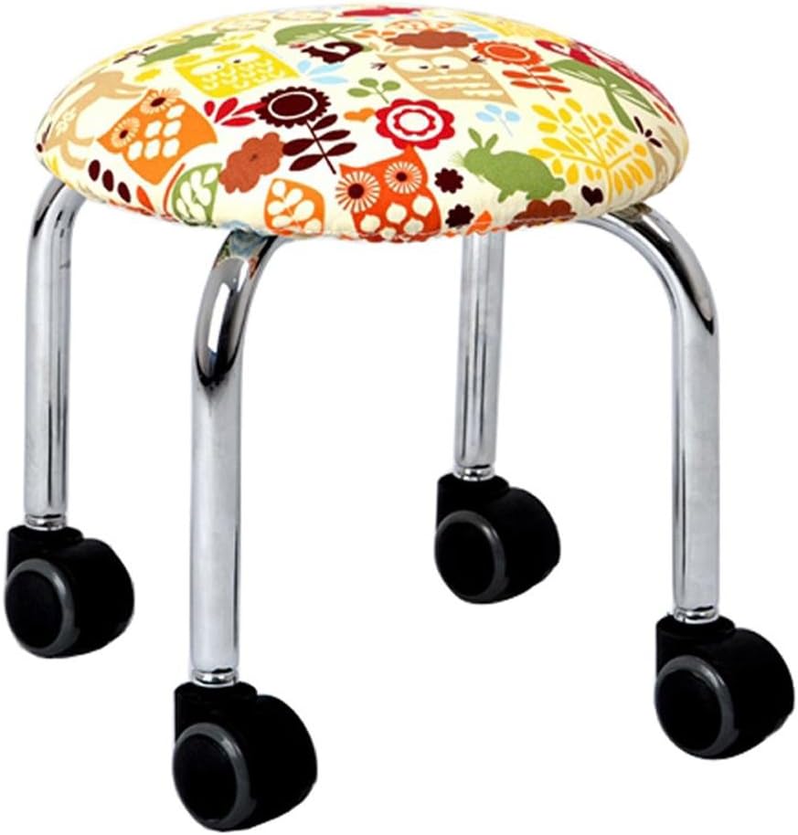 Heruai Pulley Stool Fashion Pu Cloth Sets Change Shoe Stool Learning Chair Pulley Small Stool Low Stool Round Home Child Adult Sitting Stool Moveable Pattern Cushion