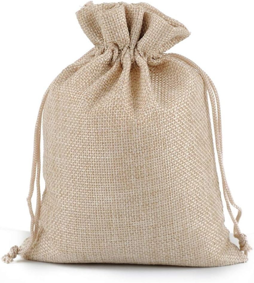 12Pcs Christmas Burlap Bags Dust-Proof Jewelry Candy Storage Bags Linen Breathable Pouch with Drawstring for New Year Festive(Beige,15 * 20cm) - Image 3