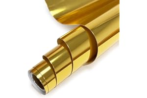 MerryMade Gold Heat Transfer Vinyl Roll, 12" x6Ft Mirror Metallic Iron on Vinyl, Soft Metallic Foil HTV for T-Shirt, Chrome HTV Easy to Cut & Weed for Heat Vinyl Design