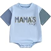FIOMVA Baby Boy Fall Clothes Newborn Bubble Romper Toddler Long Sleeve Mama's Boy Letter Bodysuit Winter Infant Outfits