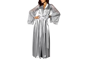Women's Bride Bridesmaids Robe - Satin Kimono Robes for Women - Lace Kimono Robe - Sexy Lingerie Nightgown Cover Up