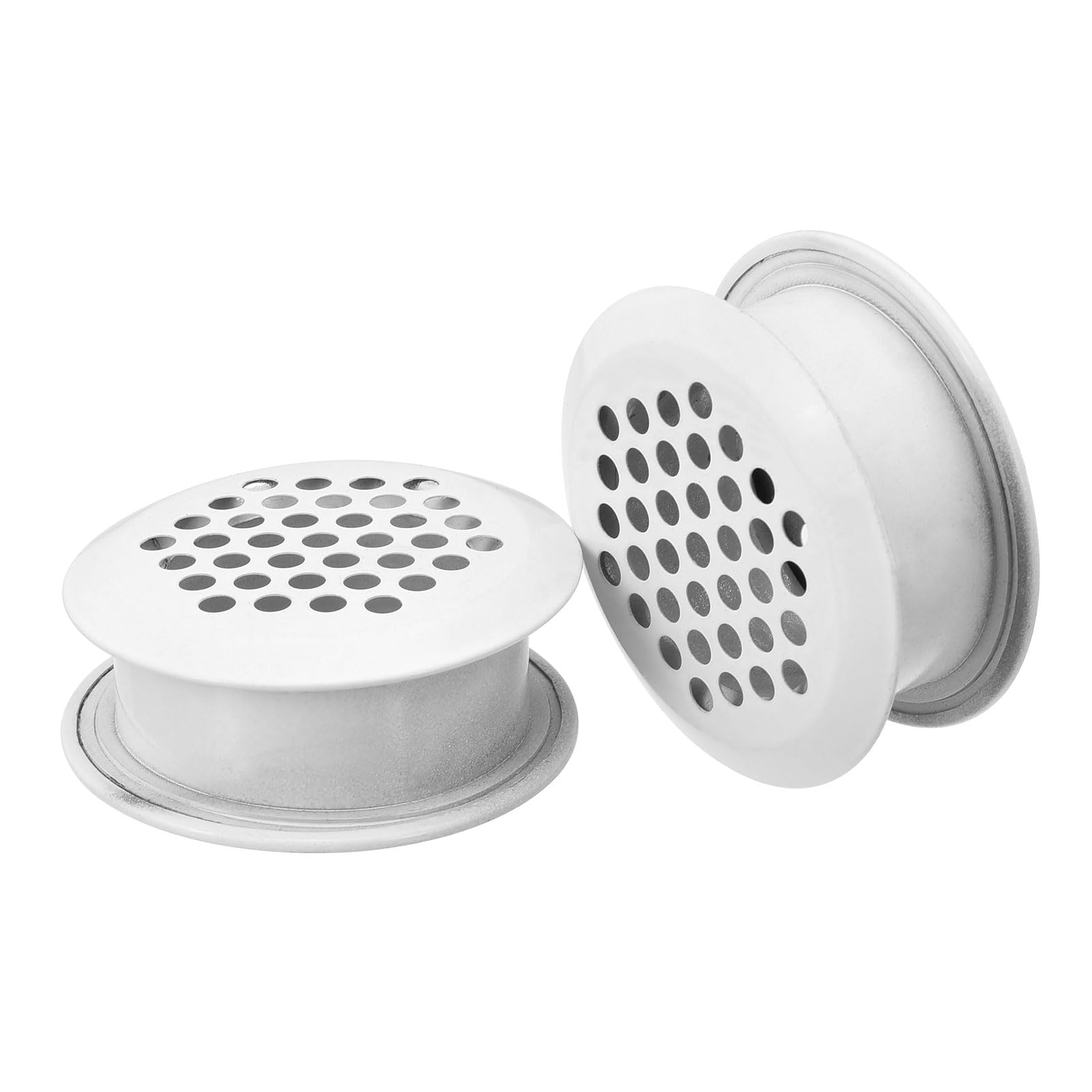 uxcell 33mm(1-5/16") Circular Soffit Vent, 5pcs Stainless Steel Circular Air Vents Dual Panel Round Mesh Hole Louver for Kitchen Bathroom Cabinet, White