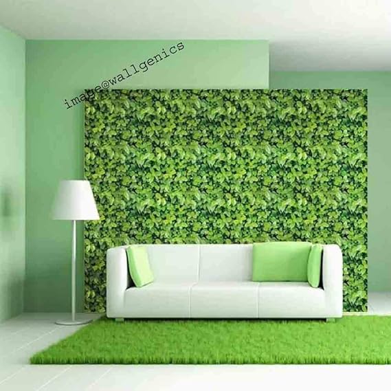 Buy Wallgenics Modern Green Garden Leaves Wallpaper, 3D Wall Poster, Wall Sticker for Home, PVC