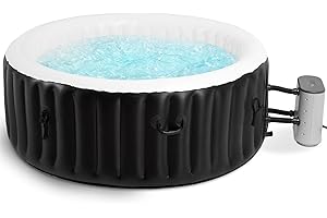 BODIOO 4 Person 71'' Inflatable Hot Tub Spa Capacity 800L, Outdoor Portable Hottub with 138 Jets with Control Panel, Insulated Tub Cover, Temperature up to 104°F,Black