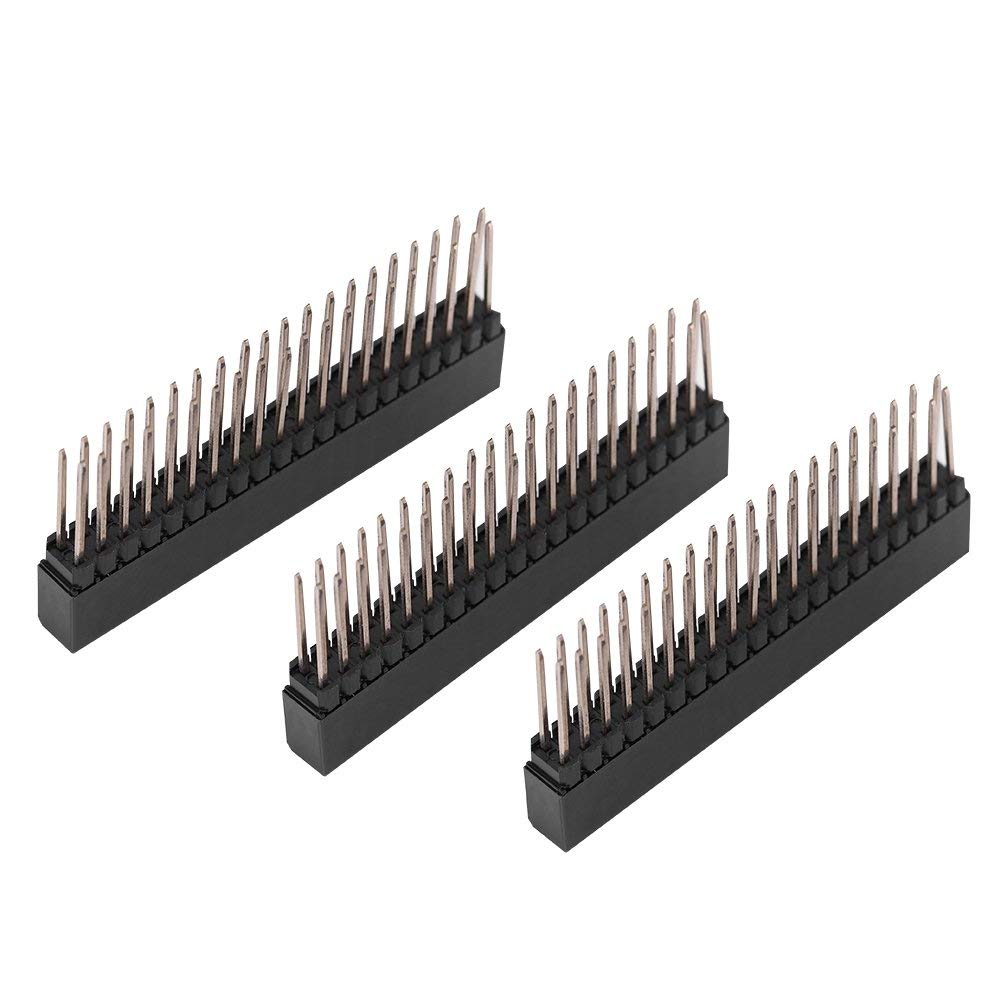 Female Pin Headers, 3 PCS 2.54MM Pitch Dual Row Straight 2 x 20 Pins Female Header Strip Connector Kit for Raspberry Pi
